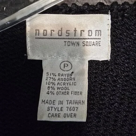 Vtg‎ 80s/90s Nordstrom Angora Blend Sweater Black Beaded Leaf Glam Dynasty Small - Picture 5 of 8